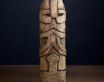 Wooden Thor Figurine, Norse God Statue, Pagan Altar Decor, Hand Carved