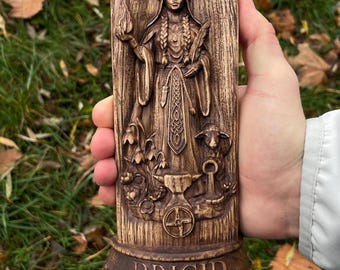 Estatua de madera de Brigid – Diosa celta irlandesa de la curación, la poesía y la fertilidad, decoración de altar pagano