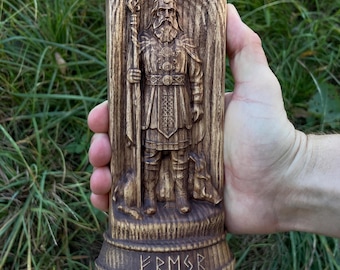 Hölzerne Freyr Statue – Nordisches heidnisches Altarabbild, Wikinger Dekor