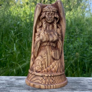 Norse Goddess of Healing - Eir. Wooden Statue for Altar. Pagan Decor. Viking Mythology Gift. Spiritual Home Decor. Nordic Art. Wooden statue