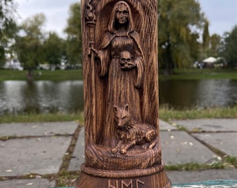 Estatua de madera de Hel: diosa nórdica de la muerte, decoración de altar vikingo