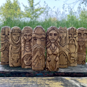Wooden Norse Gods Statue. Pagan Altar. Viking Gods Collection. Handmade Wooden Statues. Scandinavian Deities. Heathen Decor. Spiritual Gift.
