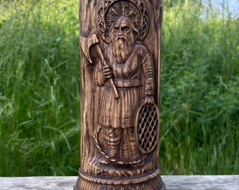 Estatua de madera de Njord: dios nórdico del mar, figura de altar pagano, ídolo vikingo, decoración de mitología escandinava, regalo de Asatru