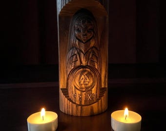 Frigg Wooden Statue – Norse Goddess of Love and Destiny, Viking Pagan Figurine, Altar Decor