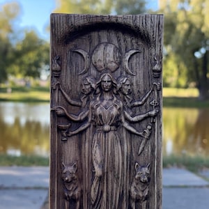 Hekate & Lilith trästatyett – Mörka gudinnor av magi och kraft, hedniska altarfigurer, ockult mytologidekor, mystisk feminin gåva bild 7