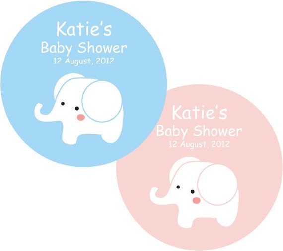 Items similar to Elephant Baby Shower Labels or Cute Elephant Favor Tags BB003CI (set of 50) on Etsy
