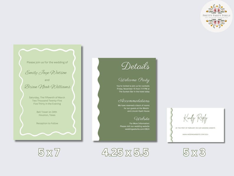Wavy Wedding Invitation Bundle Curvy Border Invite Whimsical wavy-wedding-invitation-bundle-curvy-border-invite-whimsical