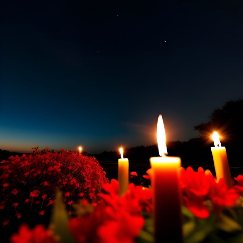5-images-of-calm-candle-light-up-at-night-printable-wall-art-digital