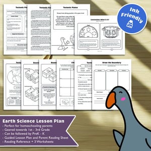 Tectonic Plates - Earth Science - Black and White Printer Friendly - Homeschool Curriculum Resource - Kindergarten to Third