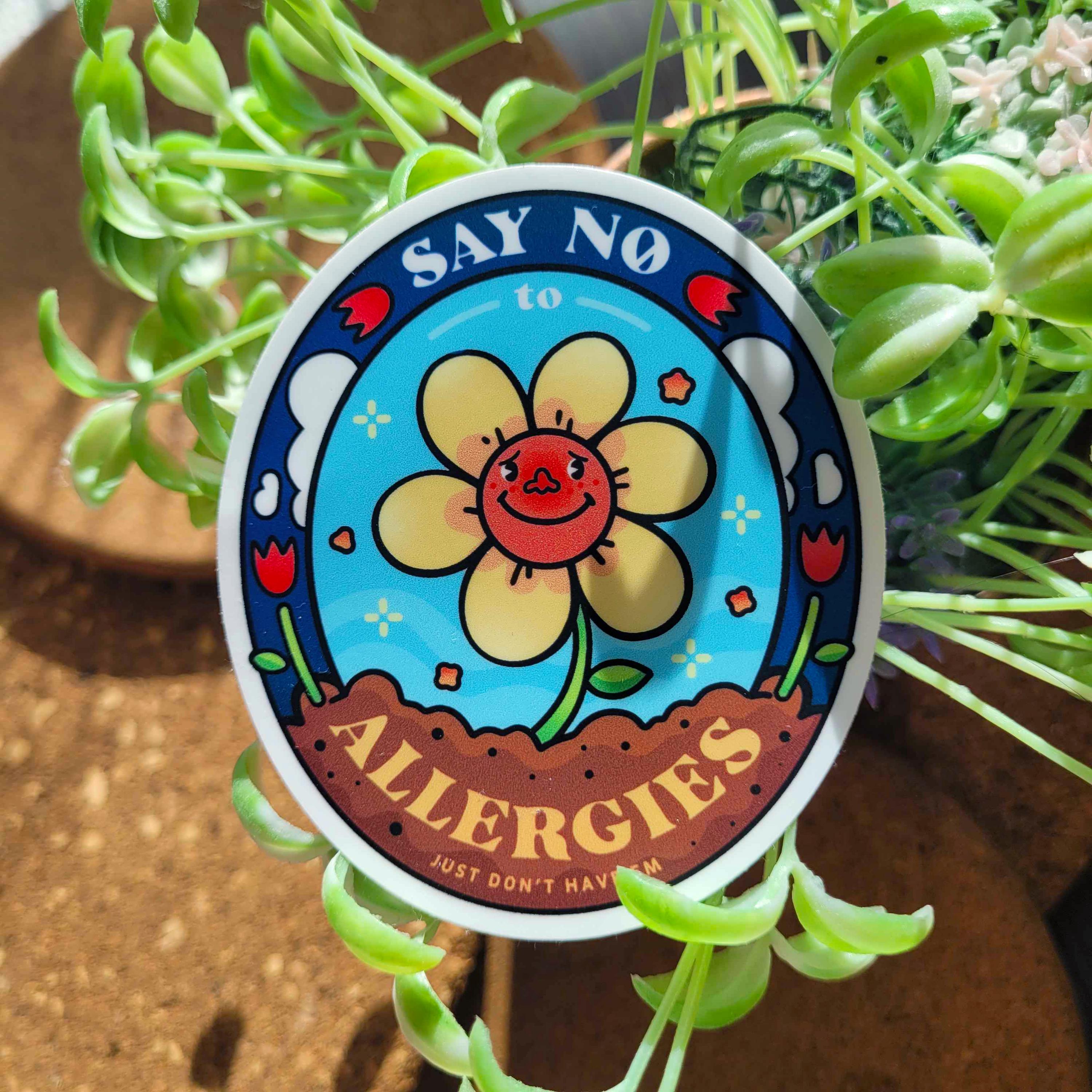 Pollen Sticker Say No to Allergies Vinyl Sticker - Peanut, Gluten & Pollen - Etsy