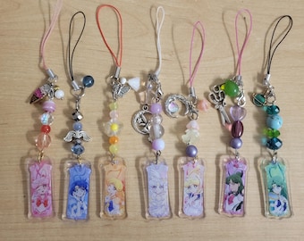 Pretty Guardian Badge Beaded Keychains Sailor Moon Themed Keychains | Handmade Sailor Moon Phone Charms