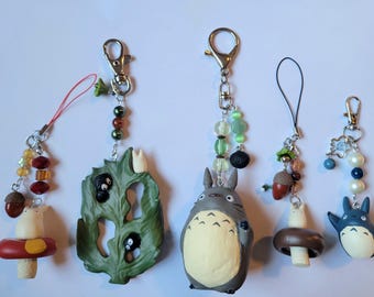 Totoro Studio Ghibli Inspired Beaded Keychains | Soot Sprite Keychains | Nature Themed Totoro Phone Charms