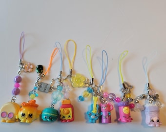 Shopkins Sweets Keychain | Shopkins Beaded Phone Charm | Kidcore Upcycled Keychain