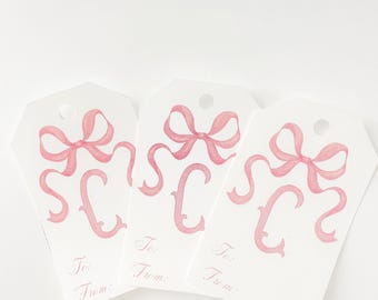 Initial Bow Christmas Tag