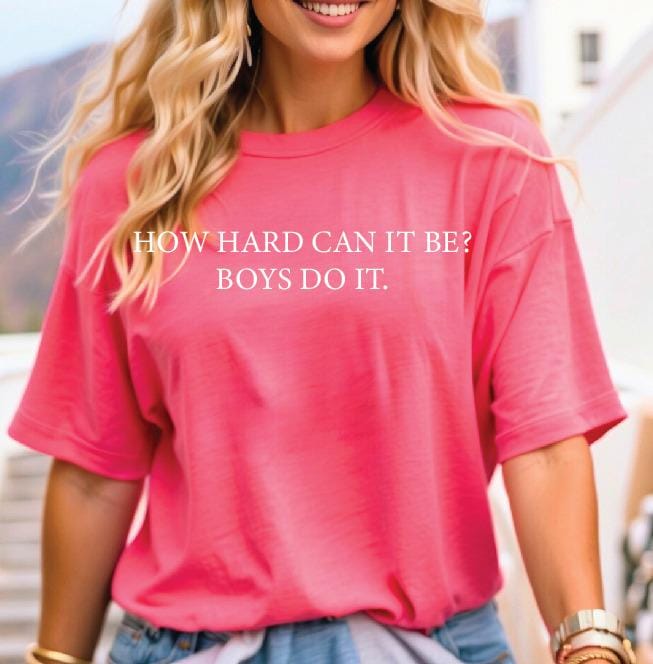 How hard can it be, boys do it! DTF Transfer, perfect for shirt makers, use our mock ups to sell your shirts, order our transfers, hot peel