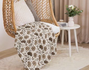 Floral Sherpa Decke: Weiche Plüsch-Decke für Wohnkultur