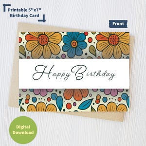 Send Joy with Our Beautiful Flower-Themed Birthday Card! Ideal for All Ages! Printable and Easy to Use!