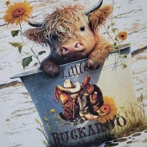 Boy Highland cow quilt panel : white or off white Kona cotton various sizes