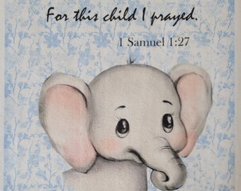 Boys quilt panel elephant scripture fabric 100 % cotton muslin or Kona material