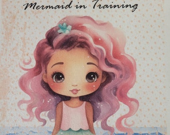 Mermaid quilt panel pink and blue girls fabric 100 % cotton Kona or muslin material