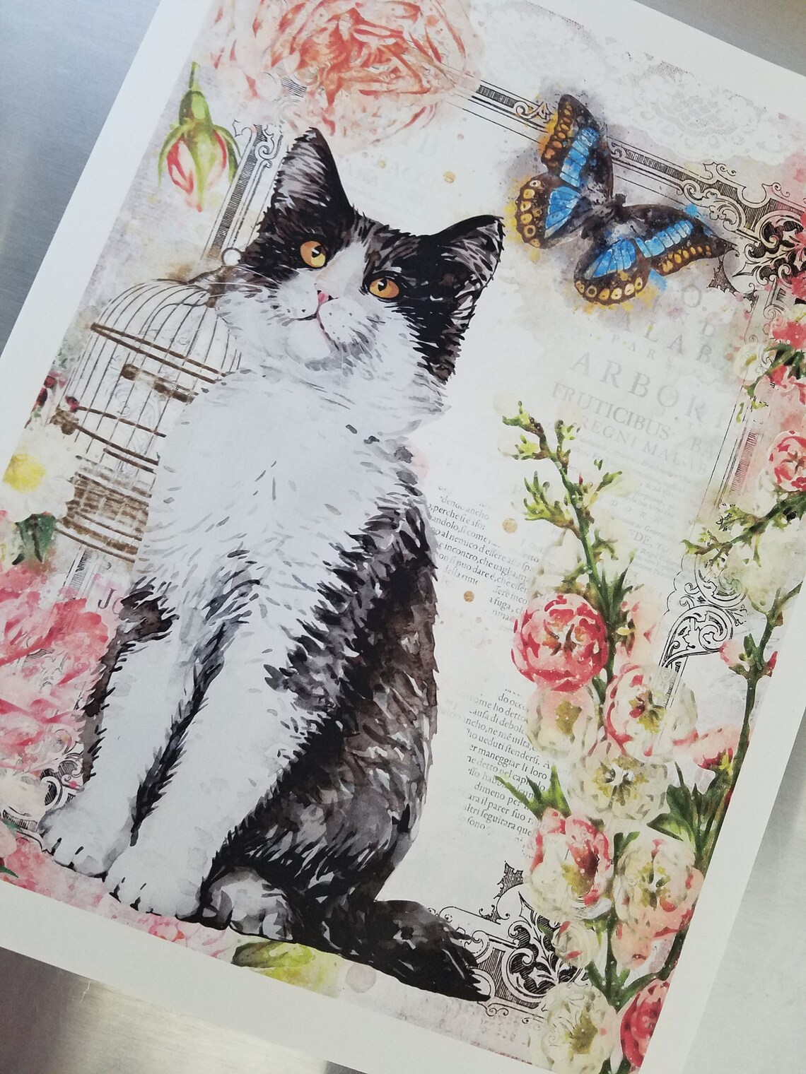 Cat fabric panel whimsical kitty quilt patch garden quilting Etsy