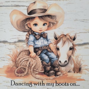 Cowgirl and horse panel 100 % Kona cotton fabric