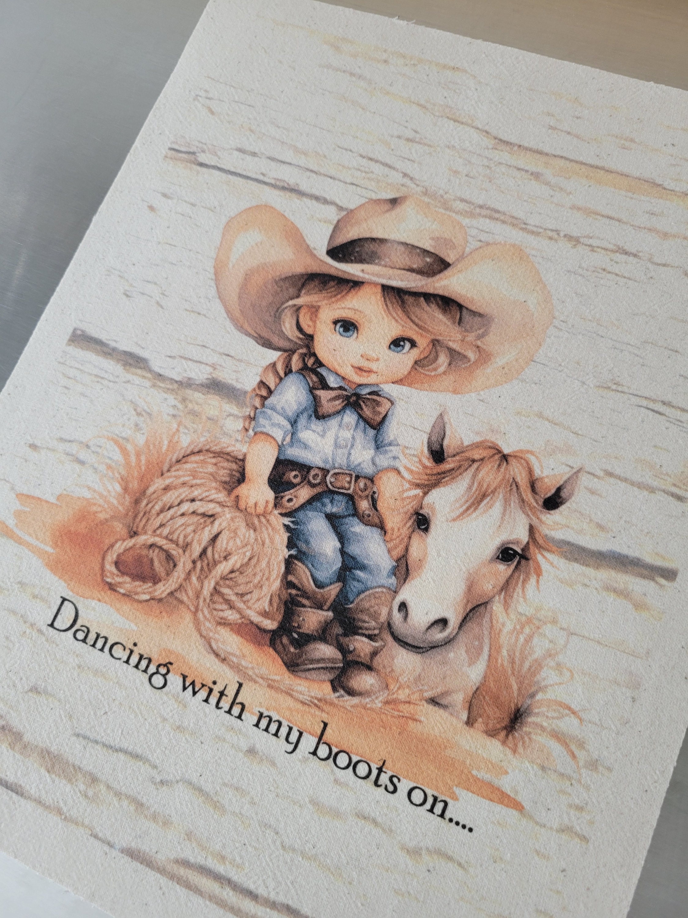 Cowgirl and horse panel 100 % Kona cotton or muslin fabric