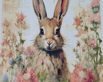 Bunny panel fabric handmade rabbit material 100 % cotton Kona or muslin