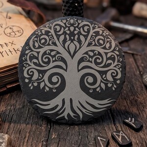 Tree of Life Slate Coaster – Celtic Swirl Design Pagan Nature Decor