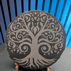 Tree of Life Slate Coaster – Celtic Swirl Design | Pagan Nature Decor