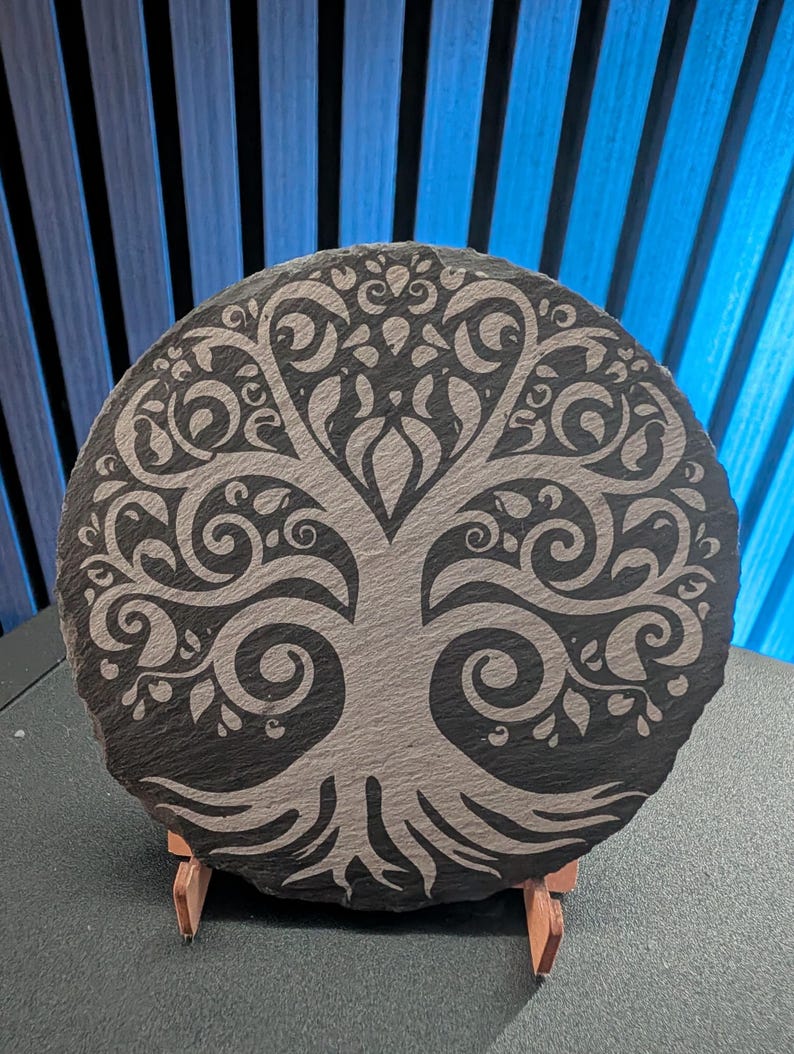 Tree of Life Slate Coaster – Celtic Swirl Design | Pagan Nature Decor
