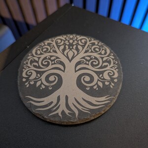 Tree of Life Slate Coaster – Celtic Swirl Design Pagan Nature Decor