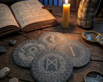 The Four Realms – Slate Coaster Set of 4 | Nefaros Forge Original Series