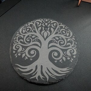 Tree of Life Slate Coaster – Celtic Swirl Design | Pagan Nature Decor