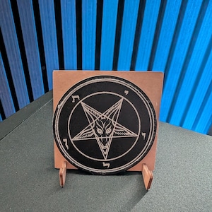 Baphomet Sigil Iron-On Patch – Black PU Leather | Occult Left Hand Path