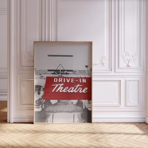 Retro Drive-In Theatre Poster: Vintage Car Cinema Wall Art