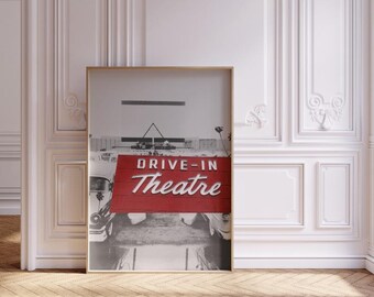 Retro Drive-In Theatre Poster: Vintage Car Cinema Wall Art