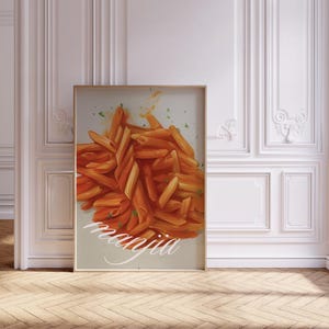 Mangia Pasta Poster Print – Italian Food Wall Art, Kitchen Dining Room Decor