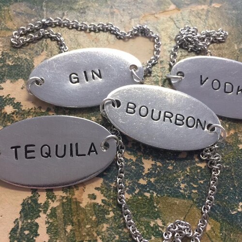 Custom Hand Stamped Decanter Tag Large Etsy