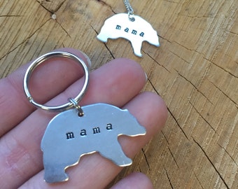 Mama Bear Pendant Necklace or Key Chain