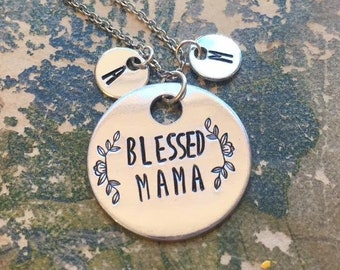 Blessed Mama - Hand Stamped Necklace