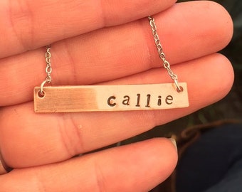 The Sadie Necklace - Hand Stamped Name Plate Necklace - Copper