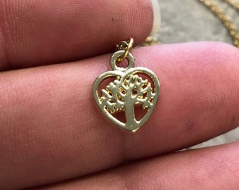 Tiny Gold Tree of Life Charm Necklace
