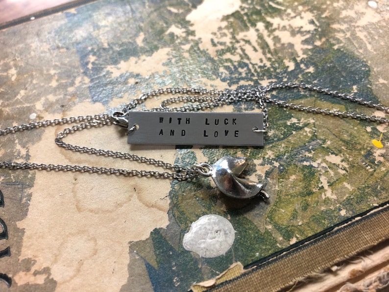 The Rosalie Necklace Pewter Fortune Cookie Necklace image 7