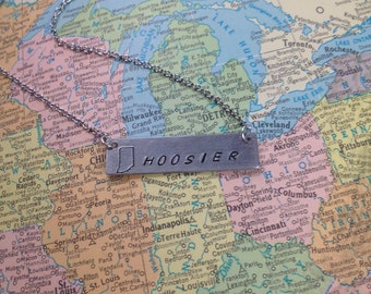 The Hoosier Necklace - Hand Stamped Name Plate Necklace