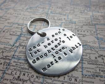 The Gerald Key Chain - Custom Message Hand Stamped Key Chain - Large