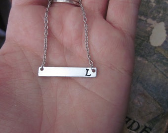 The Sally Necklace - Hand Stamped Name Plate Necklace - Small