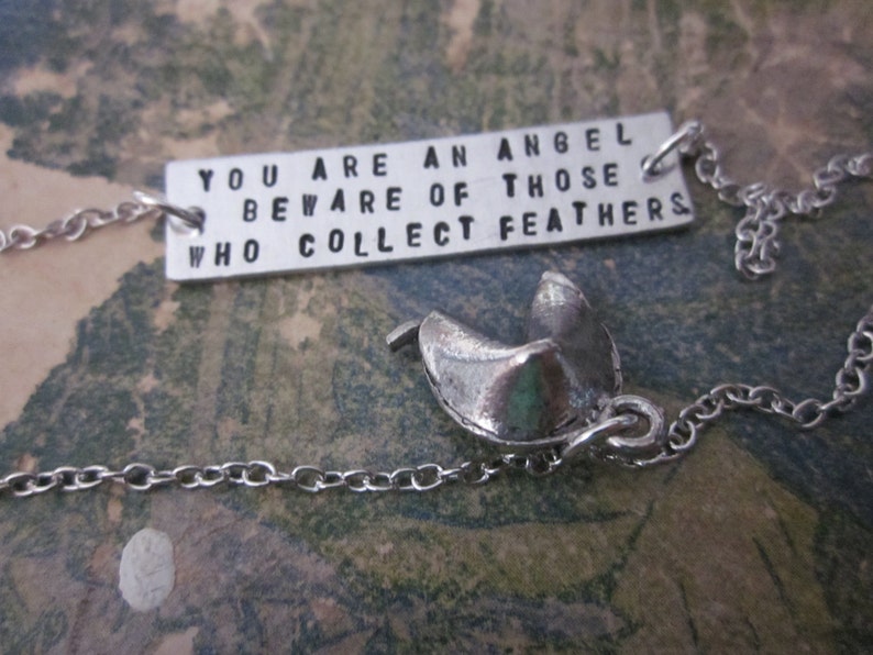 The Rosalie Necklace Pewter Fortune Cookie Necklace image 2