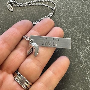 The Rosalie Necklace - Pewter Fortune Cookie Necklace