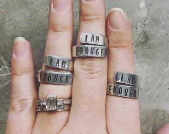 I Am Enough - Aluminum Wrap Ring